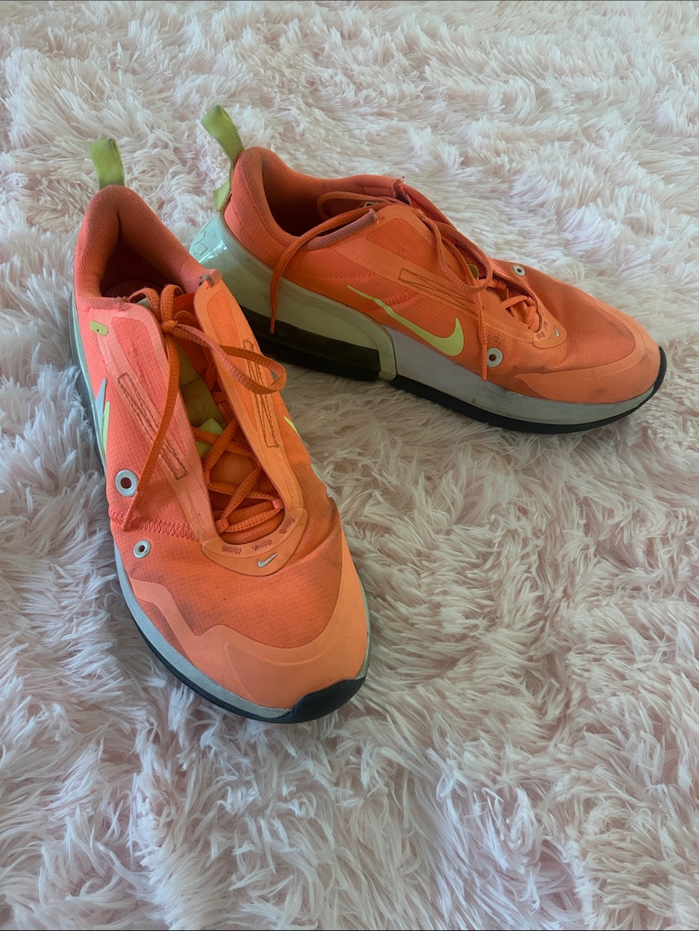 Nike Orange Athletic Sneakers with yellow Swoosh